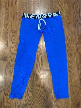 Men's Blue Backless Long Underwear Brief with Branded Waistband